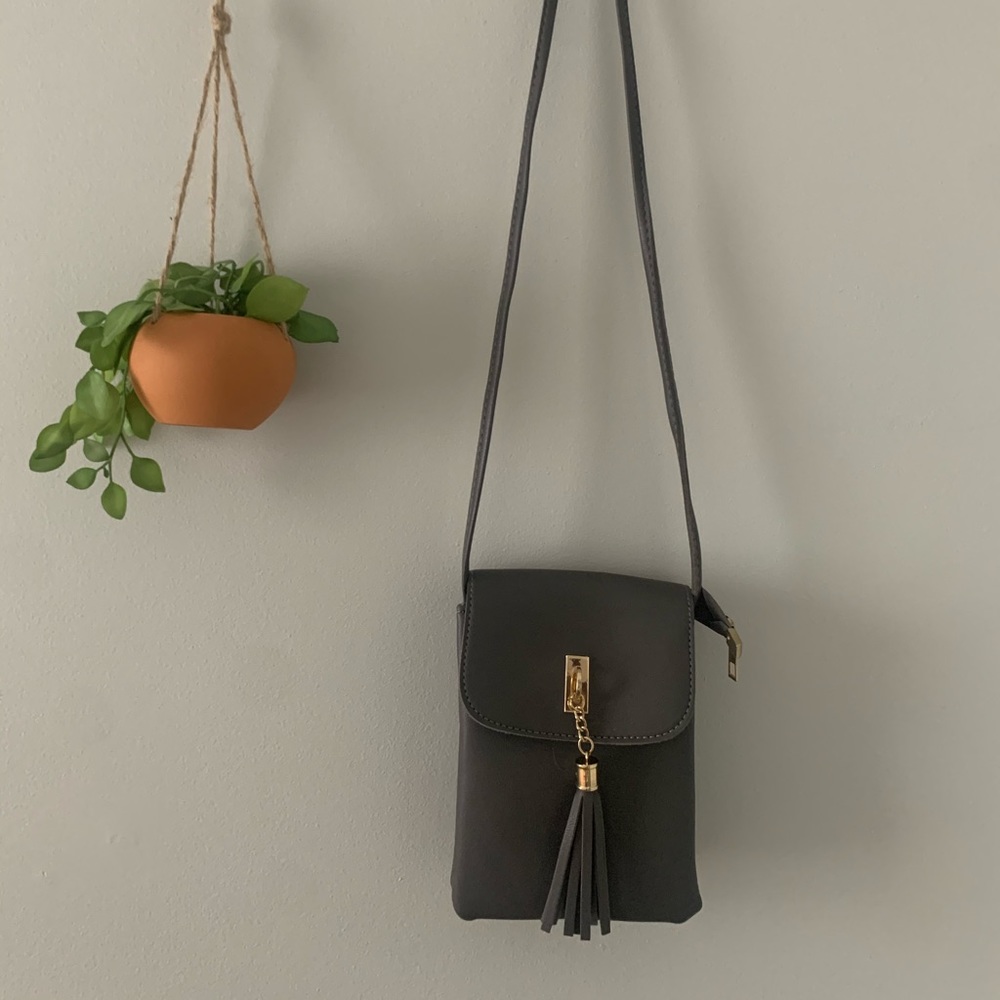 Gray Tassel Crossbody